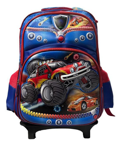 Mochila Carro Set Con Cartuchera Y Lunchera