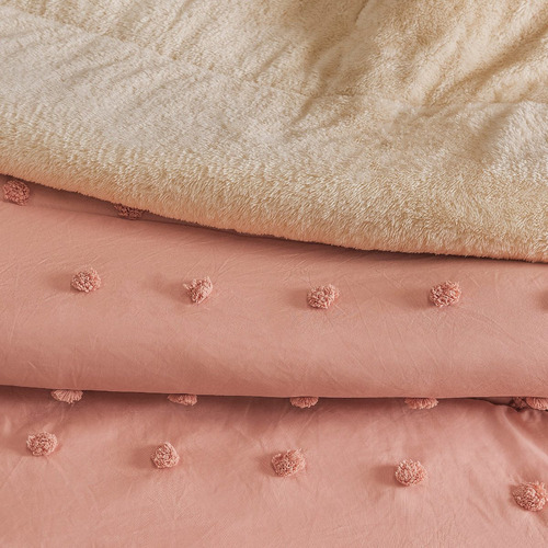 Edredón Cobertor King Xl Borreguita Austral Roseta Rosa