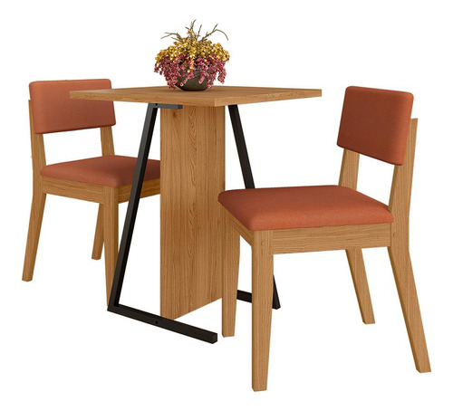 Conjunto De Mesa C/ 2 Cadeiras Arkansas Cinam/terracot - M A Cor Cinamomo/suede Terracota