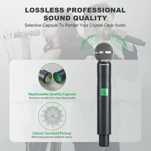 Sistema De Micrófono Inalámbrico Uhf De 4 Canales Ptu-5000 Negro