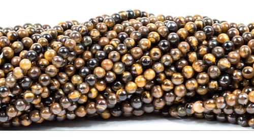 Ojo De Tigre Tira 6mm Piedra Natural Bisuteria X 10pzs+envio