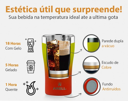 Copo Térmico Isolamento A Vácuo Sunset Tulip Café Original
