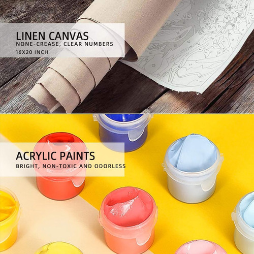 Pintura Enmarcada De Madera Por Números Kit De Pintura Acríl