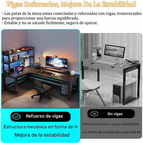 Mesa De Juego Escritorios Computadora L Con 2 Capas Estantes