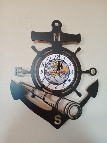 Reloj De Ancla 33x27 Cm Negro Varios
