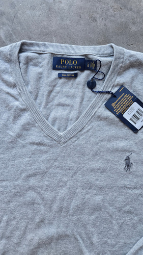 Polo Ralph Lauren Sueter 100% Algodón Pima Gris (large) (Usado)