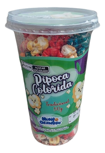 Pipoca Doce Mundo Colorida Pote 50g Lembrancinha Festas