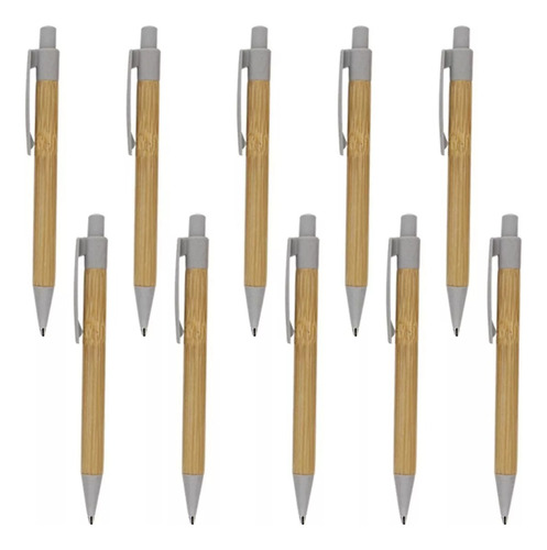 Bolígrafos De Bambú Con Clip Pack De 10 Pzas