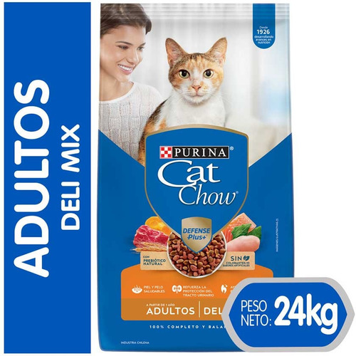 Imagen 2 de 6 de Alimento Cat Chow Defense Plus Delimix para gato adulto todos los tamaños sabor mix en bolsa de 24kg