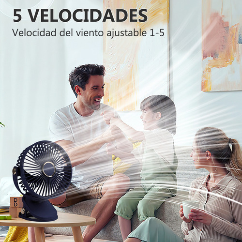 S Ventilador De Escritorio Con Luz 5 Velocidades Diámetro