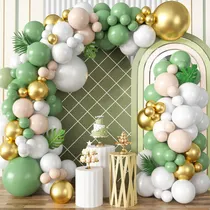 Comprar Kit de Arco de Guirnalda de Globos Verde Salvia Decoración de Globos Metálicos Oro Beige Múltiples Tamaños Globos de Látex para Cumpleaños Decoración de Fiesta de Boda para Baby Shower Bautizo