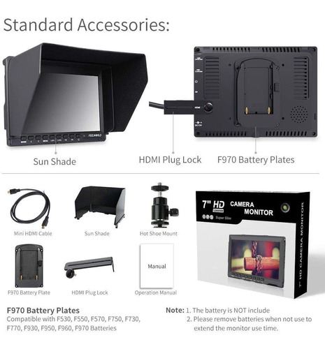 Monitor De Campo Feelworld Fw759, De 7'', P/ Cámaras Dslr