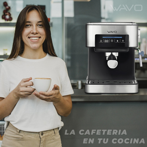 Cafetera Express 20 Bar Tanque 1.6l 900w Wavo 088 Plateada Plateado