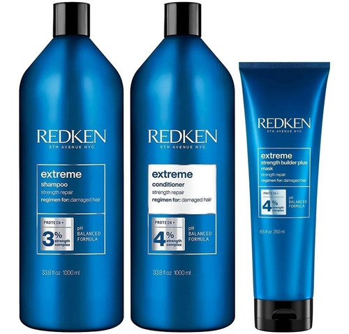 Shampoo + Condition + Mask Cabello Dañado Redken Extreme 1lt