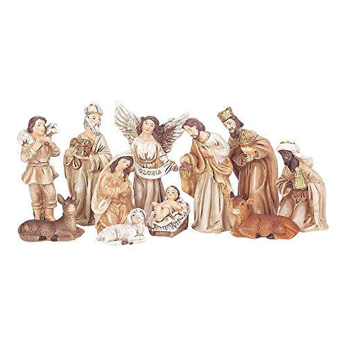 Small Traditional Nativity Scene 9 X 3 Resin Stone Chri...