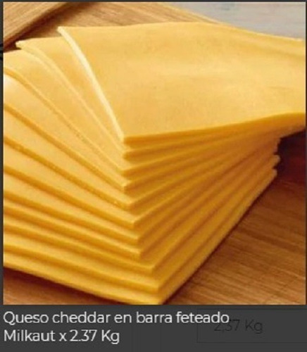 Queso Cheddar Barra 192 Fetas Milkaut X Mayor Solo X Caja