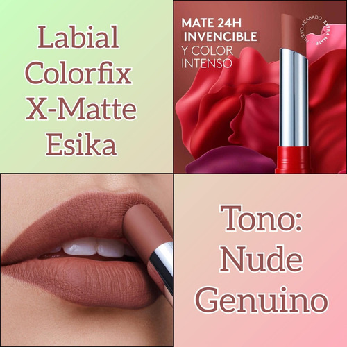 Labial Larga Duración Colorfix 24 Horas Esika Nude Genuino