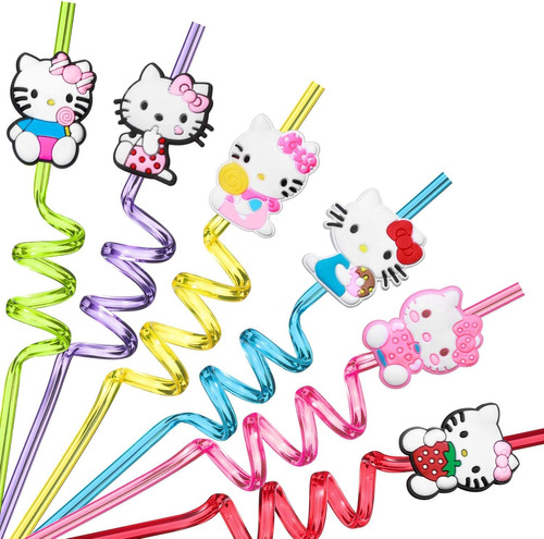 Pajitas Reutilizables De Hello Kitty Para Niñas, Suministros