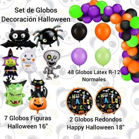 Set De Globos Para Decoración Halloween / Látex / Figuras 
