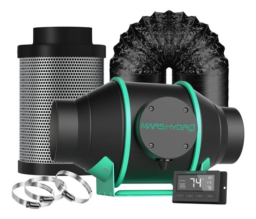 Mars Hydro Ventilador En Línea De 4 Pulgadas Y Filtro, Co...