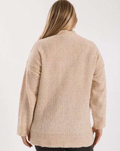 Sweater Boucle De Mujer Liso Mangas Largas Talles Especiales