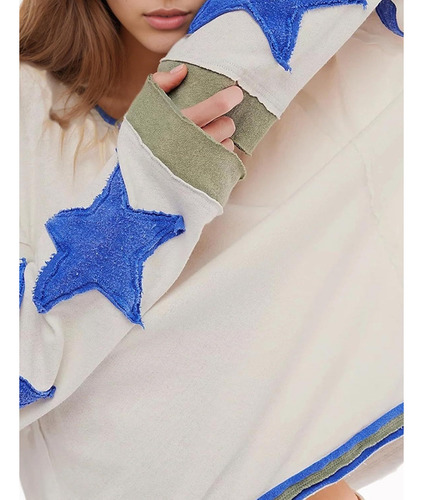 Sudadera Mujer Puro Algodón Cuello Redondo Jersey Estrellas