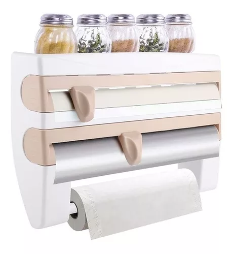 Triple Dispenser De Cocina Porta Rollo Papel Film Aluminio