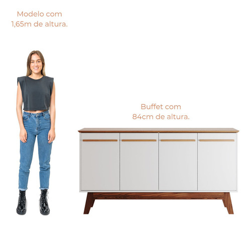 Buffet Babus Aparador Atta 4 Portas Moderno 160cm Cor Branco