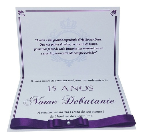 Imagem 4 de 5 de Kit 100 Convite Personalizado 15 Anos Lilás Frete Gratis