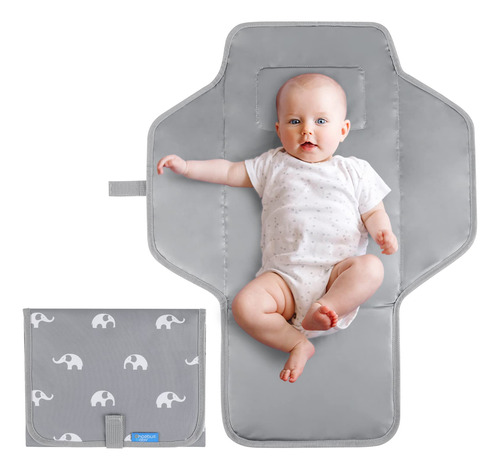 Cambiador Portatil Para Bebe Plegable Diseño Elefantes Gris