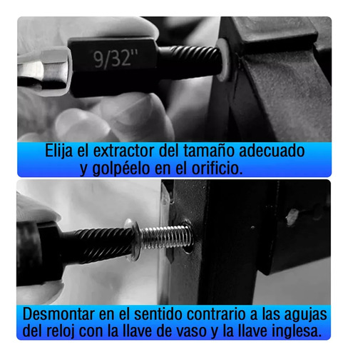 Extractor Tornillos Dado Birlo Tuerca Barrido Kit 11 Piezas