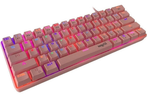 Teclado Gamer Mecánico Rgb Nisuta 61% Rosa Outemu Blue Mini