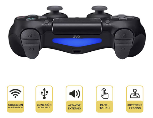 Control Joystick Inalámbrico Doble Shock P4 Negro Levo