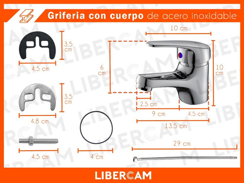 Imagen 4 de 10 de Griferia Canilla Monocomando Lavatorio De Baño