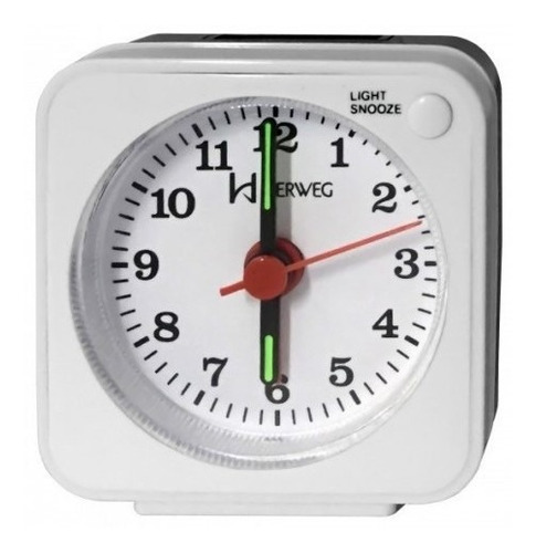 Relogio Despertador Quadrado Retro Analógico Prata Herweg