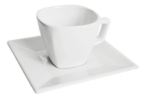 Taza De Cafe C Plato 75 Cc Cuadrado Blanco Porcelana Oxford