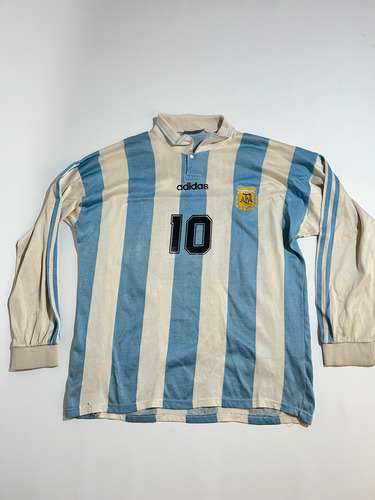 Camiseta Seleccion Argentina 1994 #10 Maradona Manga Larga (Usado)