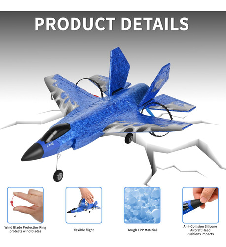 Avión Rc F35 2 Ch Fighter 24 Ghz Con Giroscopio 6 Ejes Color