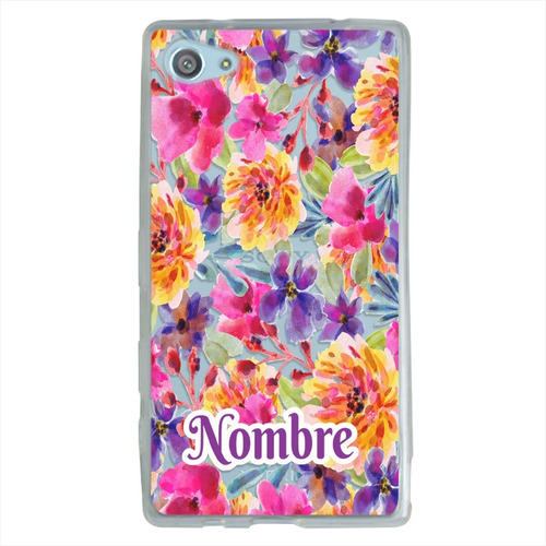 Funda Sony Xperia Rosas Flores Personalizada Con Tu Nombre