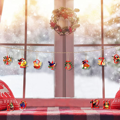 24 Piezas 12 Días De Adornos Navideños 12 Días De Navidad Ad
