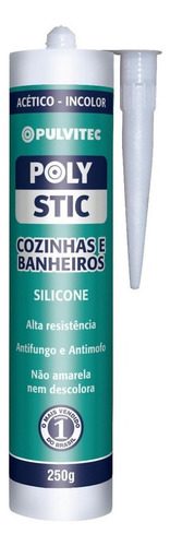 Silicone Acetico Branco 250g Polystic Banheiro Box Zk132