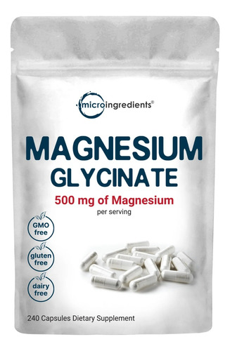 Microingredients Magnesium Glycinate 500mg 240 Capsulas