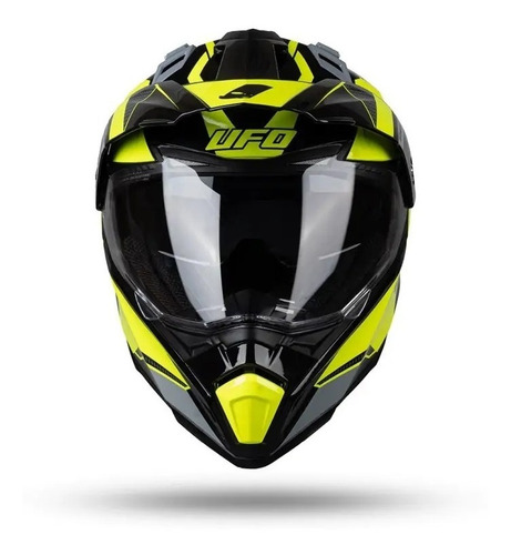 Imagen 8 de 9 de Casco Ufo Aries - Black/neon Yell- Off Road/enduro-