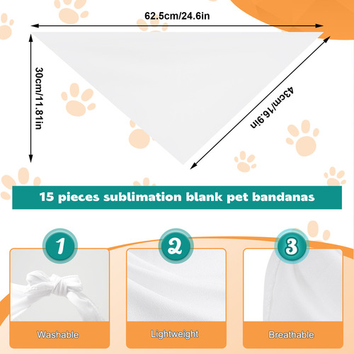 30 Pañuelos De Sublimación Para Mascotas, En Blanco, Por