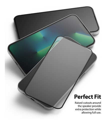 Imagen 5 de 10 de Vidrio Templado Para iPhone 13 Pro Max 6,7 Full Covr Ringke
