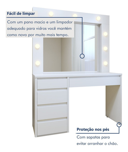 Penteadeira Camarim 100% Mdf 184 X 136cm Anne Wt
