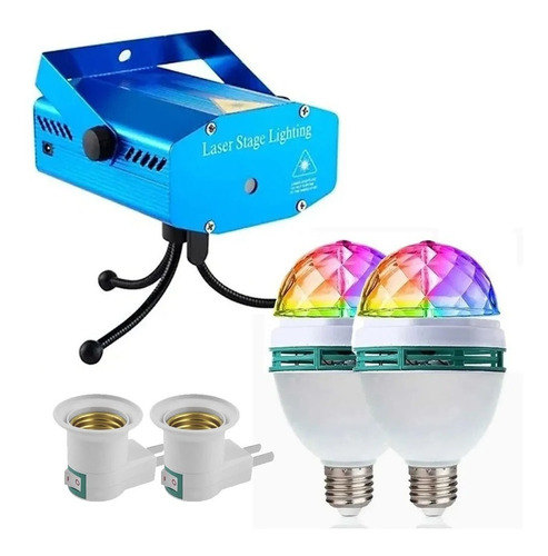 Combo 5 Piezas Laser Led + Focos Giratorios + Adaptadores 