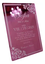 Comprar Invitaciones Fucsia Espejadas En Acrílico Impresas Color