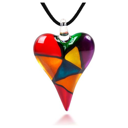 Collar Corazón Vidrio Murano Multicolor 