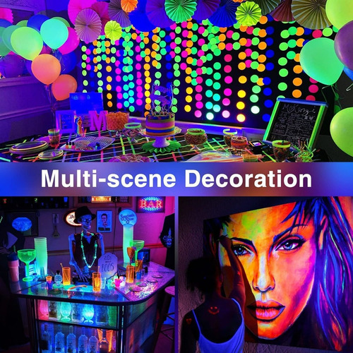 Imagen 4 de 4 de Cinta Led 12v Uv Negra Fluor Adhesiva 5mts + Adactador 220v